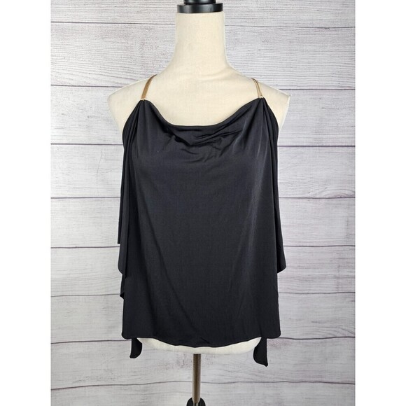 Express Tops - Express Omega Chain Strap Drapey Cami Blouse Black Size X-Small